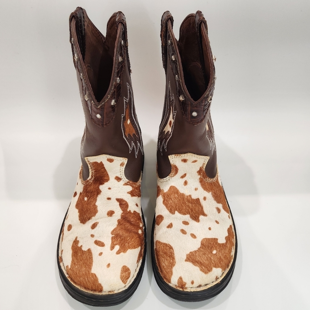 Double H Men's DH1035 Cowhide Print Leather Western Boots - Size 9M - Picture 4 of 7